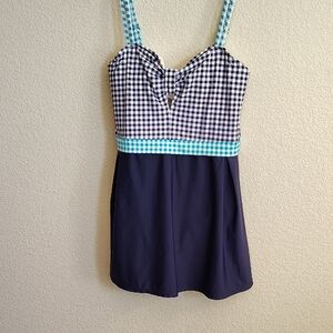 Mazu Swim Navy and Blue Checkered Women Swim One Piece B13 X